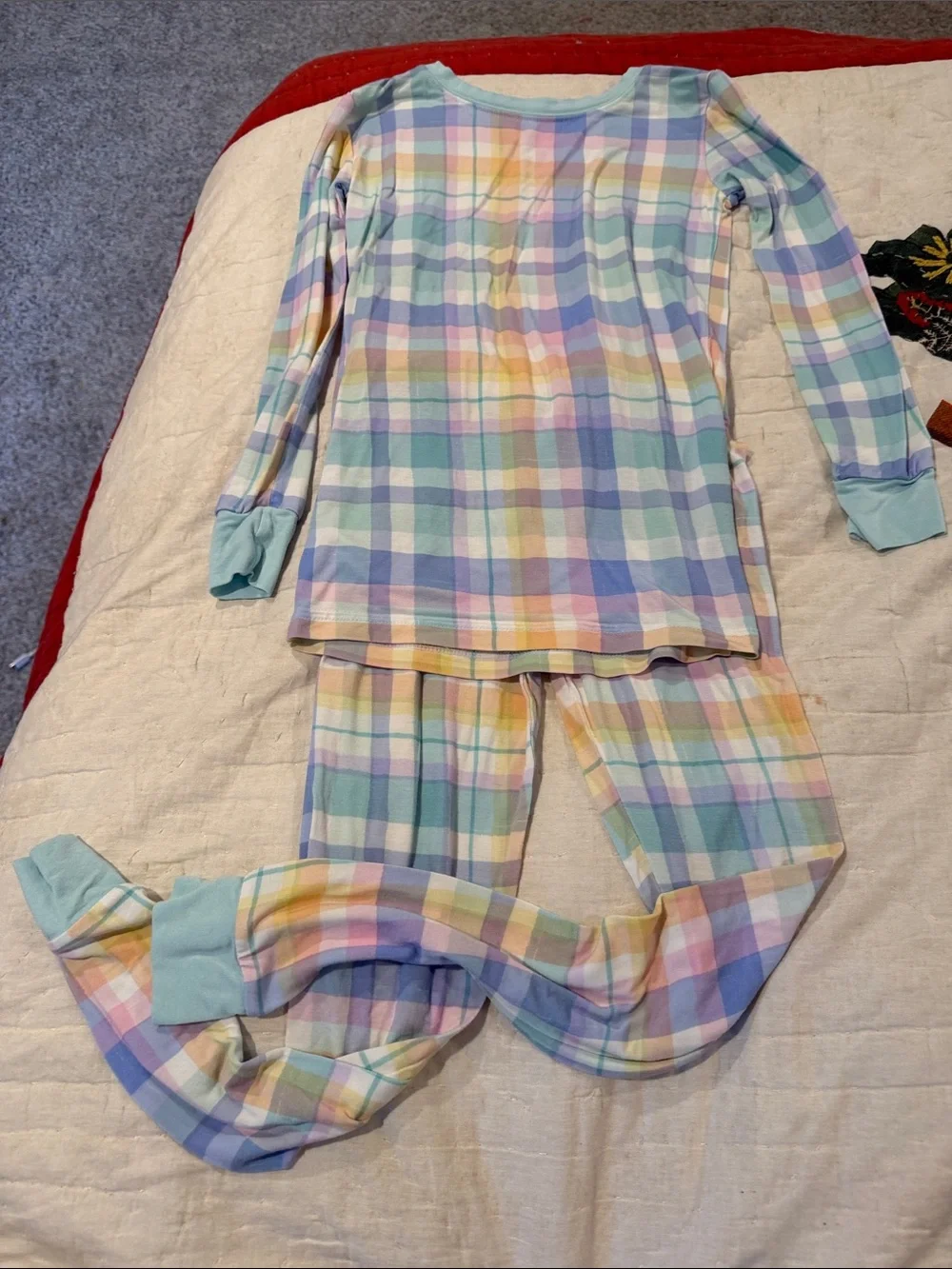 Little Sleepies Kids Plaid Pastel Pajama Set - 7/8.